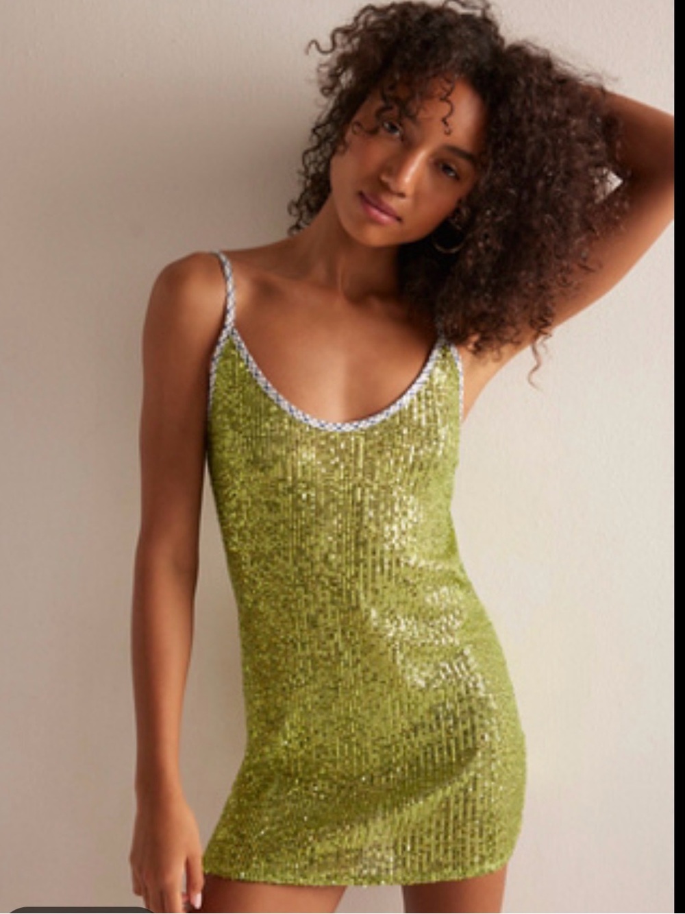 Hand Over Green Sequin Slip Mini Dress